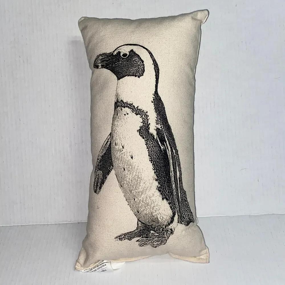 Eric & Christopher Penguin Small Cotton Canvas Pillow 15